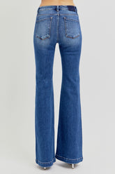 RISEN Women's Low Rise Flare Jeans with Functional Pockets - Vintage Style